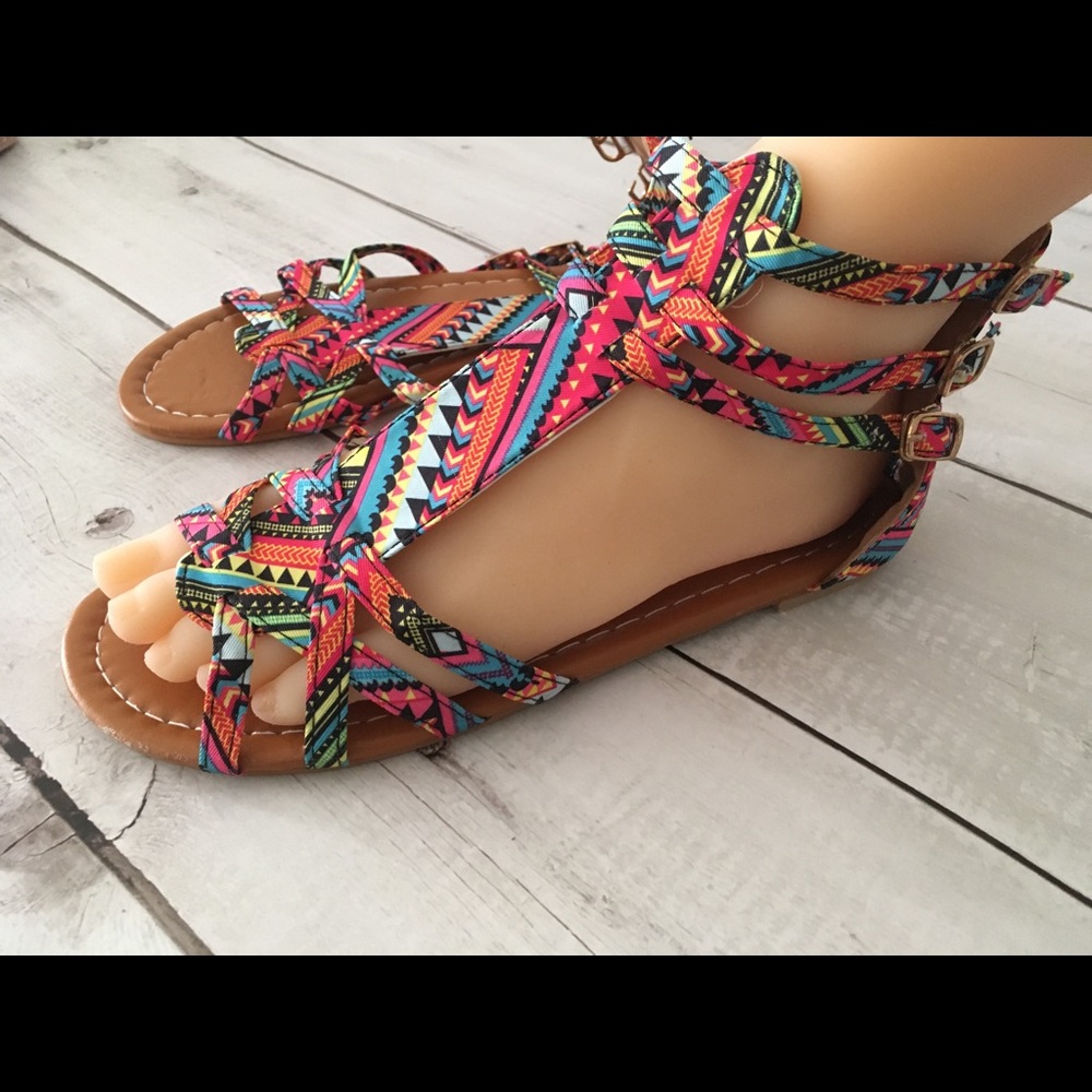 Bohemian Style Sandals, Size 9 - Picture 2 of 7